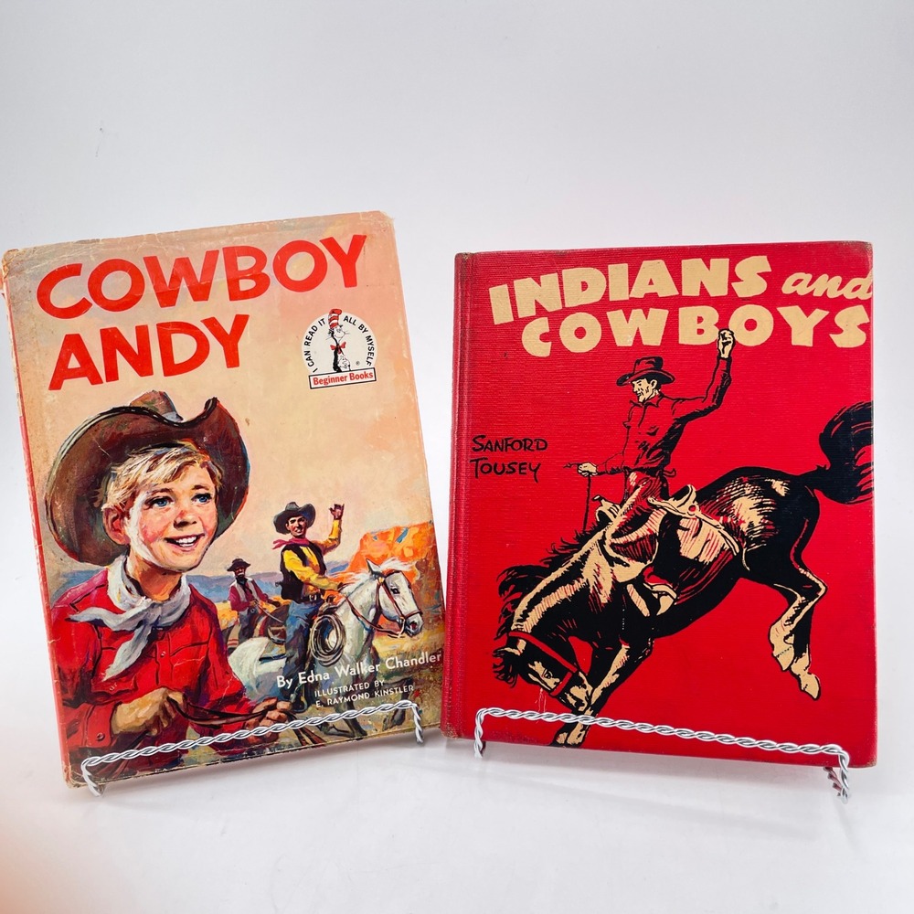 Vintage Western Childrens Books Cowboy Andy 1959 & Indians and Cowboys 1955 Set